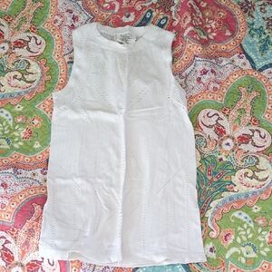 Athleta White Sleeveless Eyelet Shift Dress